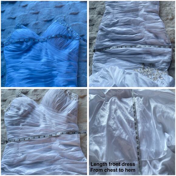 🔥NWT Bridess Strapless Ruched Beaded Chapel Train Contemporary Wedding Dress 8 - Picture 15 of 17